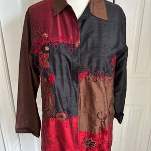 Chicos silk beaded tunic top